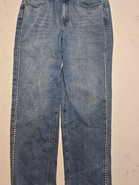 d.jeans Curvy Wide Leg Studded Side Trim Blue Denim Jeans Size 14